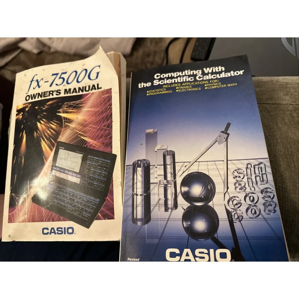 Vintage 1988  Casio fx-7500G Folding  Calculator Owners Manual + Computing Book